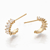 Brass Clear Cubic Zirconia Stud Earring Findings X-ZIRC-Q021-074G-NF-2