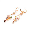 Teardrop Brass Micro Pave Cubic Zirconia Dangle Leverback Earrings EJEW-N058-16G-3