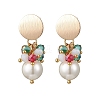 Christmas Glass Dangle Stud Earrings EJEW-TA00676-2