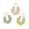 3Pcs 3 Colors Brass & Seed Baeded & Glass Connector Charms PALLOY-MZ01372-1