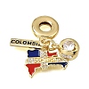 Brass Micro Pave Clear Cubic Zirconia and Enamel European Dangle Charms CU-CBAA556-02A-1