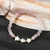Natural Rose Quartz Round Beaded Bracelets BJEW-JB09878-01-2