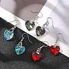 Heart Glass Dangle Earrings EJEW-JE01737-1