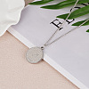 201 Stainless Steel Constellation Coin Pendant Necklace with Alloy Chains ZODI-PW0001-032F-1
