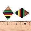 Jamaican Colour Epoxy Resin & Walnut Wood Pendants X-RESI-N039-122N-3
