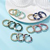 15Pcs 5 Colour Natural Gemstone & Cultured Freshwater Pearl Cuff Rings RJEW-JR01024-1