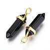 Natural Black Obsidian Bullet Double Terminated Pointed Pendants G-G902-B25-2