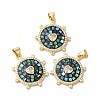 Sun with Heart Brass Micro Pave Cubic Zirconia Pendants KK-K385-077G-2