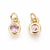 Brass with Single Cubic Zirconia Charms LS-ZIRC-F095-03G-03-2