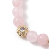 Round Natural Rose Quartz & Gemstone & Natural Freshwater Pearl Beaded Stretch Bracelets BJEW-C068-03G-3