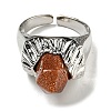 Hexagonal Prism Synthetic Goldstone Open Cuff Rings RJEW-B106-01P-05-3