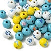 45Pcs 9 Styles Natural Wood European Beads WOOD-FS0001-27-3