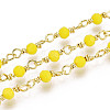 Handmade Brass Round Glass Beaded Chains KK-N281-02A-G-1