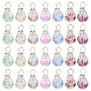 70Pcs 7 Colors Baking Painted Transparent Glass Pendants PALLOY-TA0002-48-9