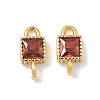 Brass Pave Cubic Zirconia Square Connector Charms KK-P348-12G-06-1