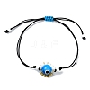 Evil Eye Handmade Lampwork & Glass Adjustable Braided Bead Bracelets BJEW-MZ00099-01-1