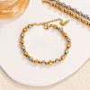 Two-tone 304 Stainless Steel Beaded Bracelets for Women WG0A43A-02-2