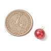 Baking Paint Pearlized Glass Pearl Round Charms with Brass Bails PALLOY-JF04896-2