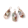 Rack Plating Copper Wire Wrapped Natural Mixed Stone Chip Big Pendants G-C130-01RG-09-1