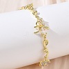 Brass Micro Pave Cubic Zirconia Link Chain Bracelets for Women BJEW-C156-04E-04G-1
