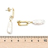 Brass Dangle Stud Earrings with Natural Keshi Pearl EJEW-JE06985-4