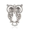 Antique Silver Alloy Rhinestone Owl Big Pendants ALRI-J005-07AS-2