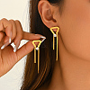 201 Stainless Steel Pave Cubic Zirconia Triangle Tassel Earrings for Women SW1190-4