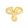 Brass Letter Open Cuff Rings for Women RJEW-G313-01Y-G-2