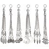 CHGCRAFT 12Pcs 6 Style Tibetan Style Alloy Curb Chain Tassel Big Pendants FIND-CA0006-72-1