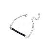 Heart Bar 304 Stainless Steel & Rhinestone Link Bracelets BJEW-A167-01P-01-1
