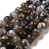 Faceted Natural Fire Crackle Agate Beads Strands G-F447-12mm-N08-1