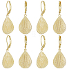 4 Pairs Teardrop Brass Leverback Earrings EJEW-HS0001-21G-1