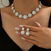 Flat Round Rhinestone Pendant Necklaces & Stud Dangle Earrings Sets WG2D6BD-01-1