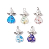 Handmade Millefiori Lampwork Beads and ABS Plastic Imitation Pearl Round Beads and Tibetan Style Alloy Fairy Wing Beads and 304 Stainless Steel Ball Head Pins Pendants PALLOY-JF03740-02-1