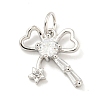Rack Plating Brass Micro Pave Clear Cubic Zirconia Pendants KK-B093-01D-P-1