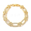 Cubic Zirconia Oval & Cross Link Chain Bracelet BJEW-M296-02G-1