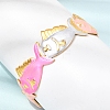 Ocean 304 Stainless Steel Enamel Fish Open Cuff Bangles for Women SA-CBA1A30-02A-G-3