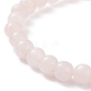 5Pcs 5 Style Natural Rose Quartz & Brass Beaded Stretch Bracelets Set BJEW-JB08870-02-7