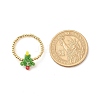 Christmas Tree Glass Seed & Brass Beaded Finger Ring RJEW-TA00038-3