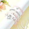 4Pcs 4 Style Natural Rose Quartz Beaded Stretch Bracelets Set BJEW-JB09524-4