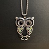 Vintage Alloy Rhinestone Hollow Carved Owl Pendant Necklaces for Women TQ3246-4-1