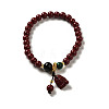 6mm Round Cinnabar Mala Stretch Bracelets BJEW-B080-28B-08-1