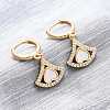 Fan with Heart Brass Micro Pave Clear Cubic Zirconia Hoop Earrings KK-D363-13G-4