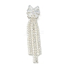 Bowknot Brass Rhinestone Tassel Big Pendants KK-I715-02S-02-1