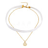 Flat Round with Letter O Alloy Enamel Pendant Necklaces for Women NJEW-TAC0033-1