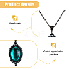 FIBLOOM 6Pcs 6 Colors Glass Oval Pendant Necklaces Set with Black Alloy Chains NJEW-FI0001-46-10