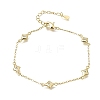 Brass Micro Pave Clear Cubic Zirconia Star Link Chain Bracelets KK-CBA3629-01G-4