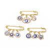 3Pcs 3 Style Iron Evil Eye Safety Pin Brooches JEWB-BR00085-1