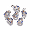 Brass Micro Pave Cubic Zirconia Charms ZIRC-L070-38D-P-1