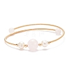 Natural Rose Quartz & Pearl Round Beaded Bangle BJEW-JB08464-02-1